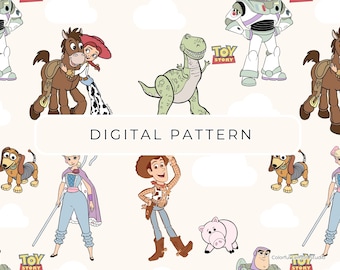 Papel digital de brinquedos, padrão sem costura (PNG, PDF)