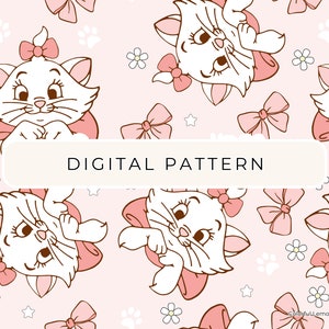 Aristochats motif papier numérique thème rose, Aristochats motifs sans couture papier numérique PNG papier à usage commercial