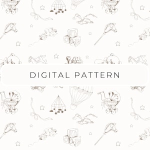 Ours en peluche chambre d'enfant numérique papier motif, modèle sans couture baby shower, ours en peluche PNG, toile de Jouy à motifs, usage Commercial