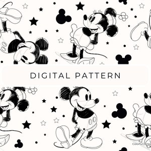 Modello di carta digitale schizzo del mouse, modello senza cuciture del mouse in bianco e nero, PNG di carta digitale, uso commerciale di Scrapbooking di carta fantasia