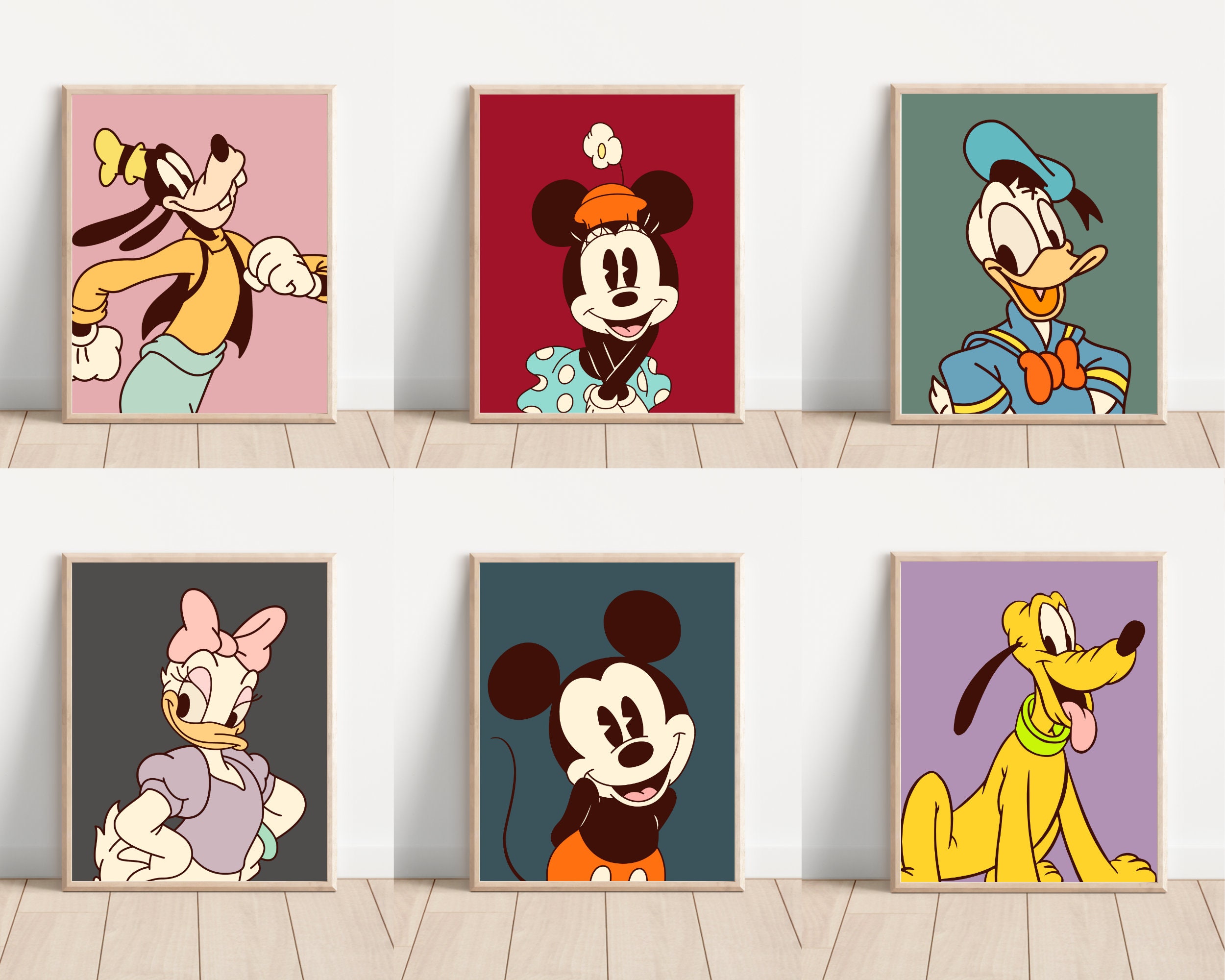 Printable Mickey and Friends Poster, Wall Art Minnie, Nursery Wall Art,  Colourful Mickey Art Set of 6 - Etsy, image size:2500x2000