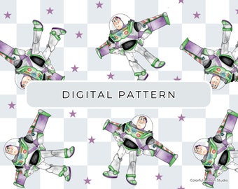 Buzz Lightyear Seamless Pattern, Toys Digital Paper (PNG, PDF)