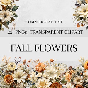 Herbst Blumen Clipart Bundle, Herbst Blumensträuße Arrangements Clipart, Herbst Neutral Floral 22 Transparent Png Kommerzielle Nutzung Botanisch