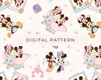 Mouse Digital Paper Pattern, Pastel Mouse Seamless Patterns, Digital Paper Mouse PNG Patterned Paper Scrapbooking Commercial Use