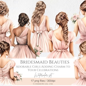 Aquarell Brautjungfern Clipart Clipart PNG, Frauen Clipart, Hochzeit Clipart, Scrapbook, Junk Journal, kommerzielle Nutzung Digital