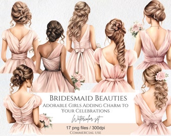 Watercolour  Bridesmaids Clipart Clipart PNG, Women clipart, Wedding Clipart,  Scrapbook, Junk Journal, Commercial use Digital