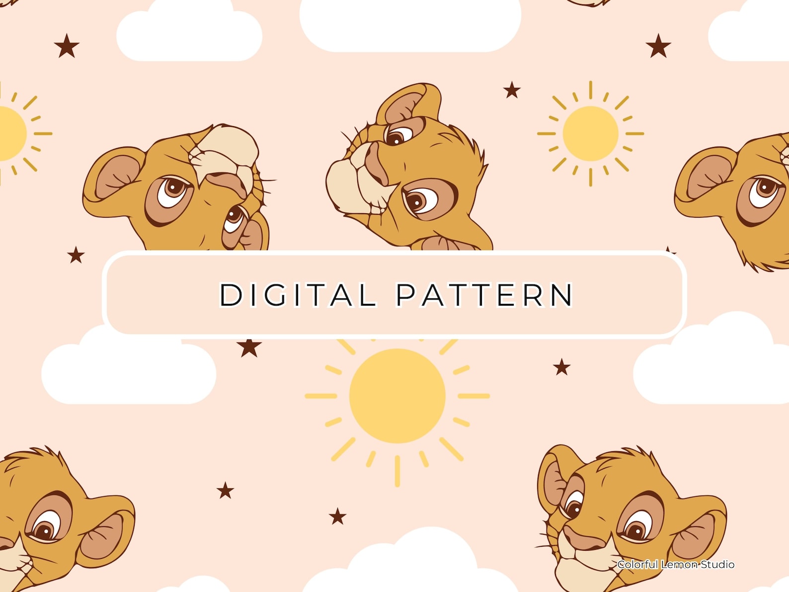 Cute Lion Digital Paper Pattern Theme, Simba Lion King Seamless File ...