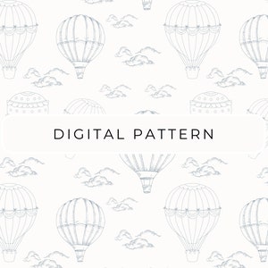Padrão de papéis digitais de balão de ar quente, padrões sem emenda de balão de ar, papel digital, modelo Toile De Jouy, papel, uso comercial