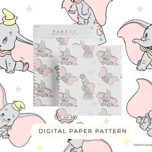 Dumbo Digital Paper Pattern Pink Mouse Theme, Lindo Elefante Patrones Sin Costuras Papel Digital, Dumbo PNG Papel Uso Comercial
