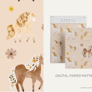 Pferd Digital Papers Muster, Girly Pferd Musterdesign, digitales Papier, Pferd Png, gemustertes Papier, Scrapbooking kommerzielle Nutzung digital