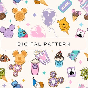 Mouse Snacks Digital Paper Pattern, Mouse Seamless Patterns,  Digital Paper, Mouse PNG, Patterned Paper, Scrapbooking Commercial Use
