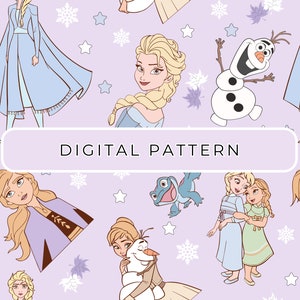 Prinzessin Digitales Papiermuster Rosa Gefrorenes Thema, Nahtlose Muster Digitales Papier Elsa Anna PNG Papier Kommerzielle Nutzung