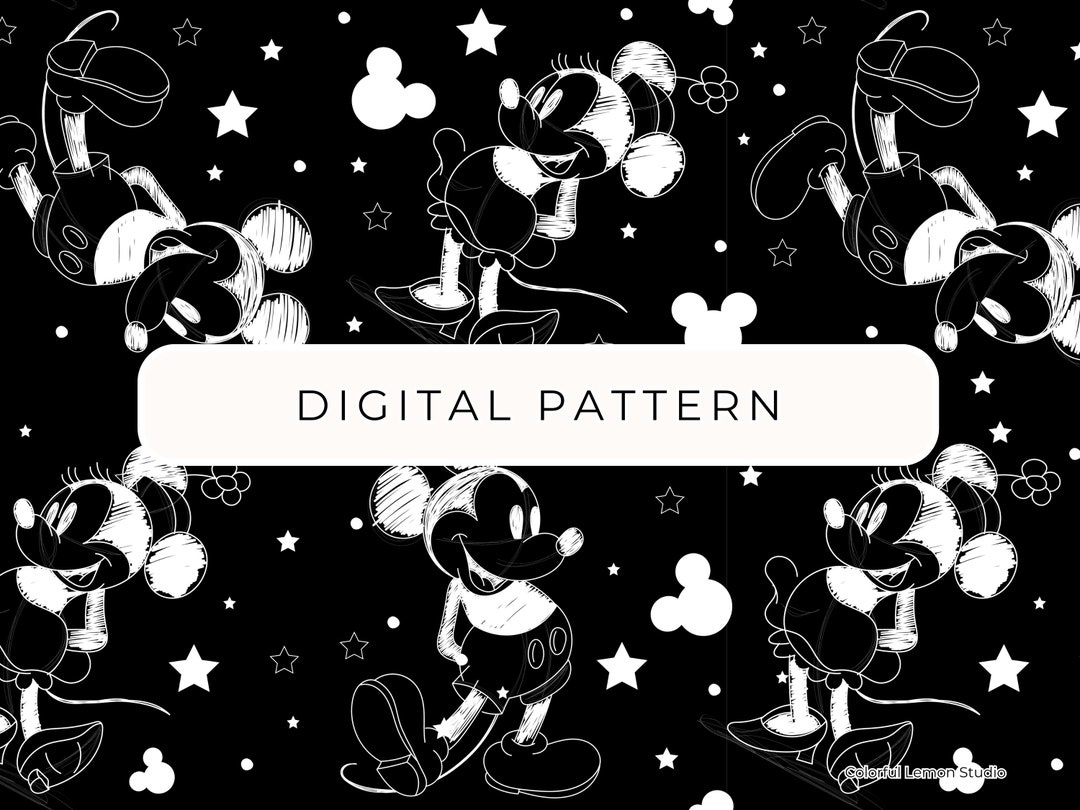 Mouse Sketch Digital Paper Pattern, Mouse Black and White Seamless ...