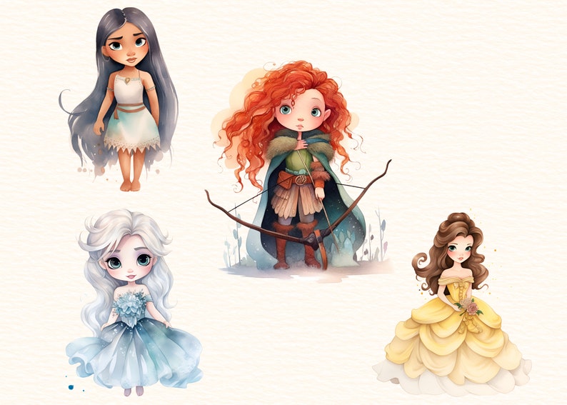 Princess Clipart PNG, Watercolor Princess Clipart Nursery Decor PNG ...