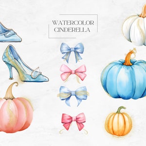 Watercolor Cinderella PNG Clipart Bundle, 22 Watercolor Cinderella ...