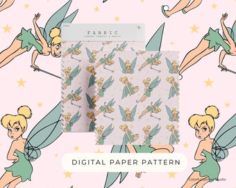 Diseño de hada Campanilla, papel digital sin costuras (PNG)