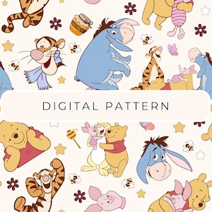 Motif papier numérique Winnie l'ourson, motif sans couture Winnie Check, papier numérique, Winnie PNG, papier à motifs pour scrapbooking usage Commercial