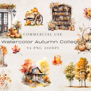 Clipart aquarelle d’automne, 94 PNG Aquarelle Clipart, Clipart aquarelle d’automne, Clipart d’invitation de mariage, Autocollants, Utilisation commerciale, Numérique