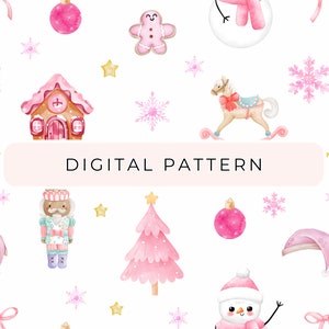 Rosa Weihnachten Nahtloses digitales Papiermuster, Aquarell Rosa Weihnachten nahtloses Muster, digitales Papier gemustert, kommerzielle Nutzung