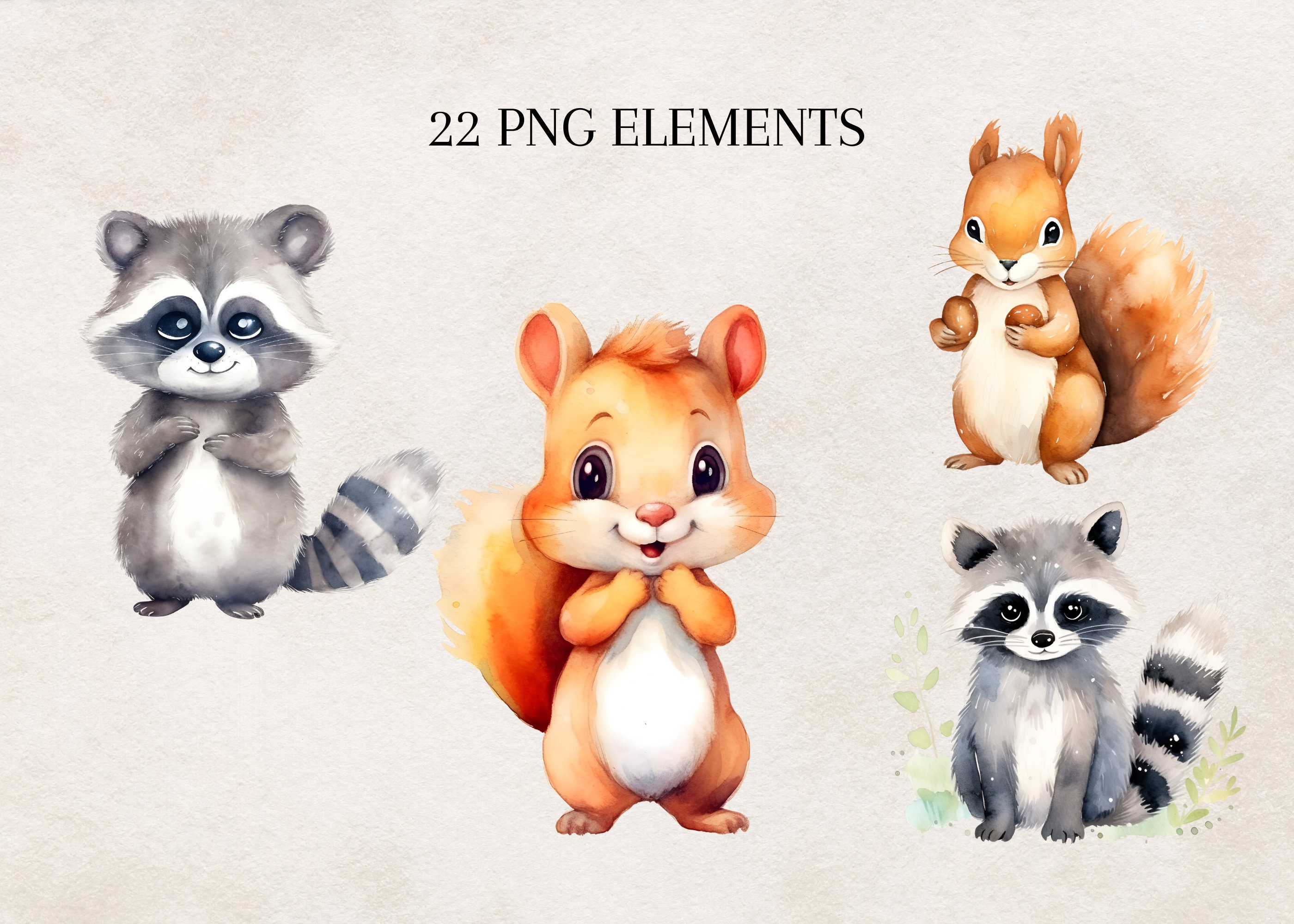 Watercolor Woodland Animals Clipart Bundle, Baby Shower Clipart ...