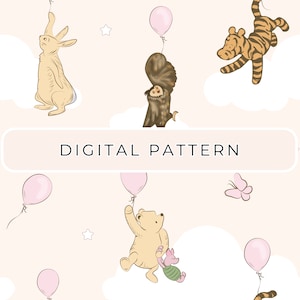 Winnie The Pooh Digital Paper Pattern, Minimal Winnie Seamless Pattern, Digital Paper, Winnie PNG, Patterned Scrapbooking Commercial Use