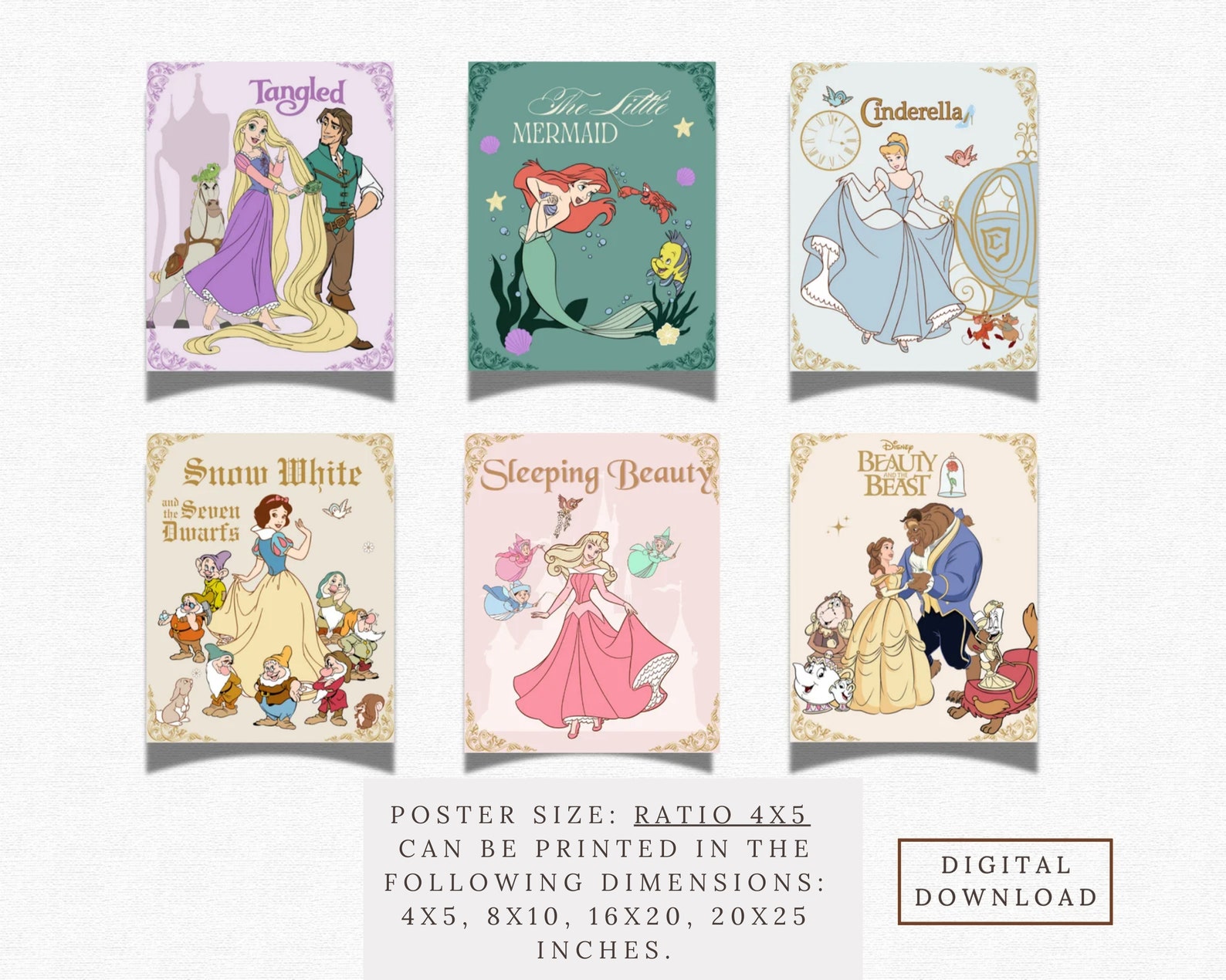 Printable Vintage Princess Poster, Nursery Kids Wall Art, Princess Art ...