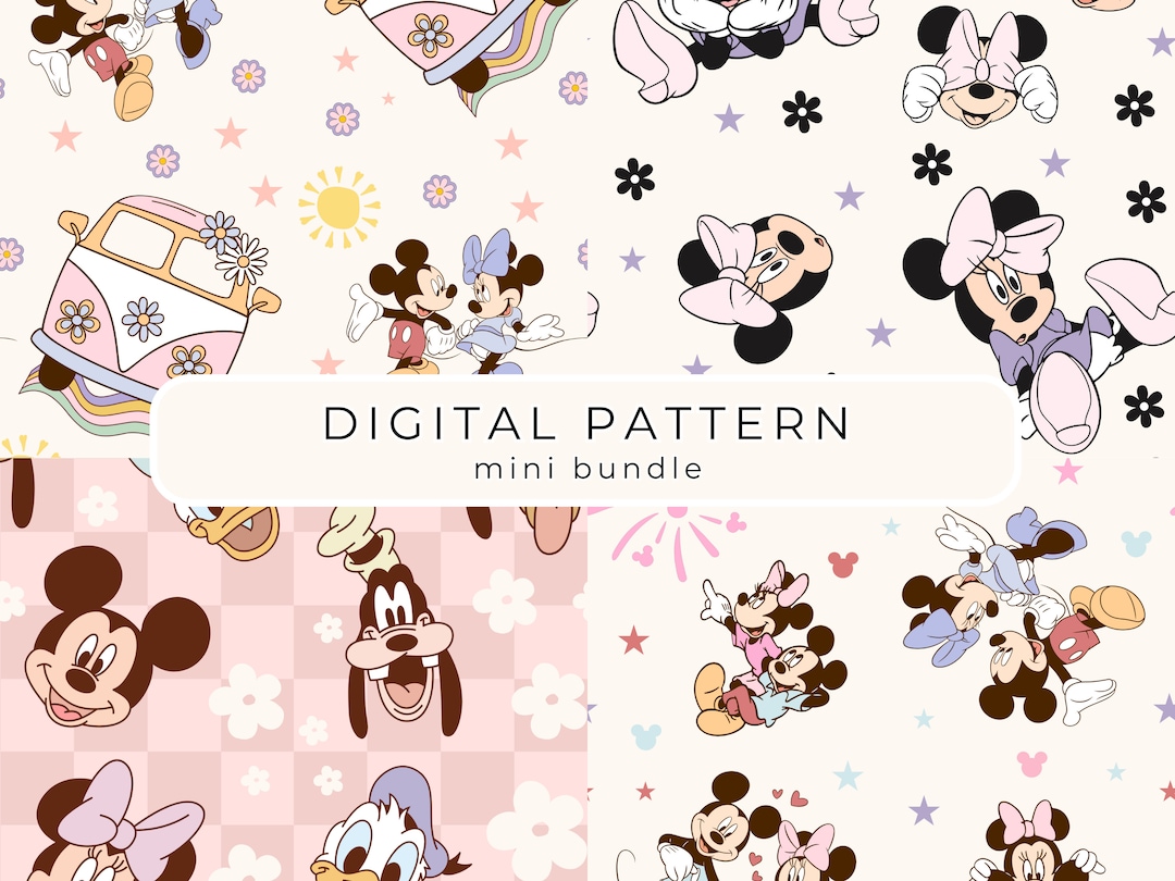 Mouse and Friends Digital Paper Pattern, Mouse Minni Bundle Seamless ...