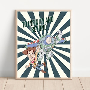 Toy Story Poster, Druckbare Kunst Buzz und Woody, Kinderzimmer Wandkunst, Handgezeichnetes Poster, Digital Download
