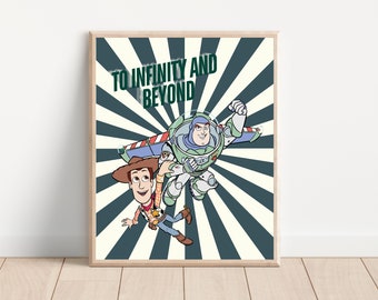 Printable Toy Story Poster, Wall Art Buzz And Woody, Nursery Wall Art, Hand Drawn Poster, Digital Download