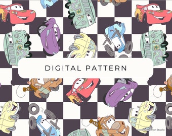 Cars Digital Paper Pattern Theme, Cars Seamless Patterns Digital Paper PNG Paper, Commercial Use
