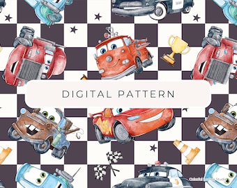 Cars Digital Paper Pattern Theme, Cars Seamless Patterns Digital Paper PNG Paper, Commercial Use