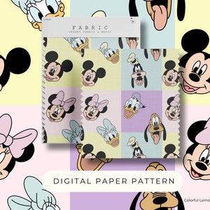 Mouse And Friends Digital Paper Pattern, Pastel Mouse Seamless Patterns, Digital Paper Mouse PNG Patterned Paper Scrapbooking Commercial Use