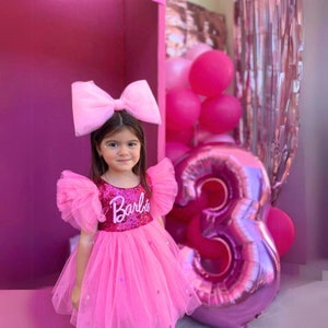 Girls Personalized Birthday Tutu Dress in Pink Sequin, Birthday Gifts