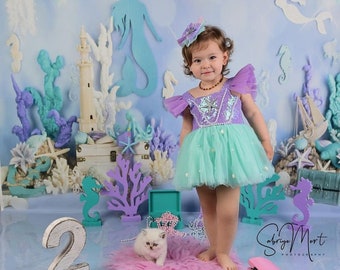 Mermaid Dress for Girls, Ariel Birthday Outfit, Under the Sea Theme, Birthday Dress for Girls, Unique Gift
