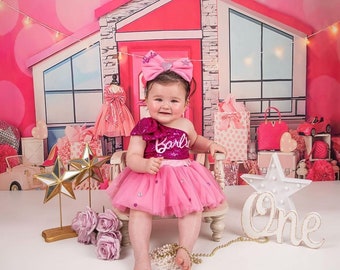 Personalized Pink Crystal Sequin Dress for Birthday Celebrations