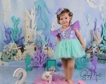 Mermaid Dress for Girls, Ariel Birthday Outfit, Under the Sea Theme, Birthday Dress for Girls