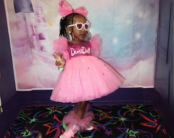 Personalized Pink Sparkle Birthday Dress for Girls – Sequin Top & Tulle Skirt