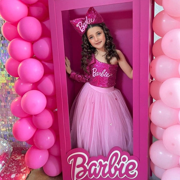 Personalized Pink Sequin Dress, Customized One Shoulder Style, Birthday Dress for Girls