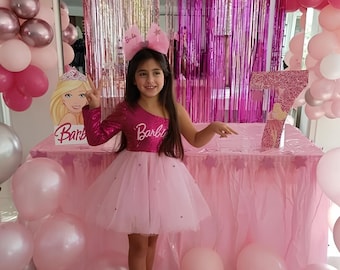 Glamoroso vestido de lentejuelas rosa personalizado, regalo de cumpleaños para niñas