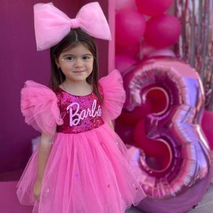 Girls Personalized Birthday Tutu Dress in Pink Sequin, Birthday Gifts