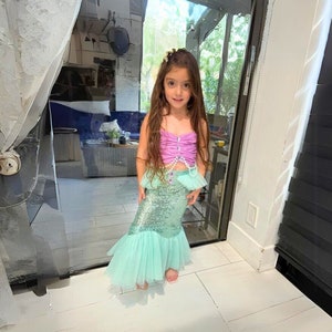 Mermaid Themed Sequin Tulle Skirt Girls Costume - Perfect for Birthday and Photo Shoots, Kids Dress Up Outfit, Princess Party Wear