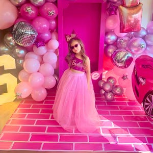 Personalized Sparkly Pink Princess Dress for Girls, Glittery Birthday Outfit, Perfect Gift for Parties or Special Occasions