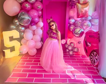 Personalized Sparkly Pink Princess Dress: Glitter Birthday Outfit