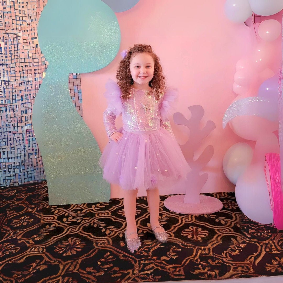 Little Girls Lilac Ocean Waves Rhinestone Scoop Neck Pageant Dress 2-6 main image 0
