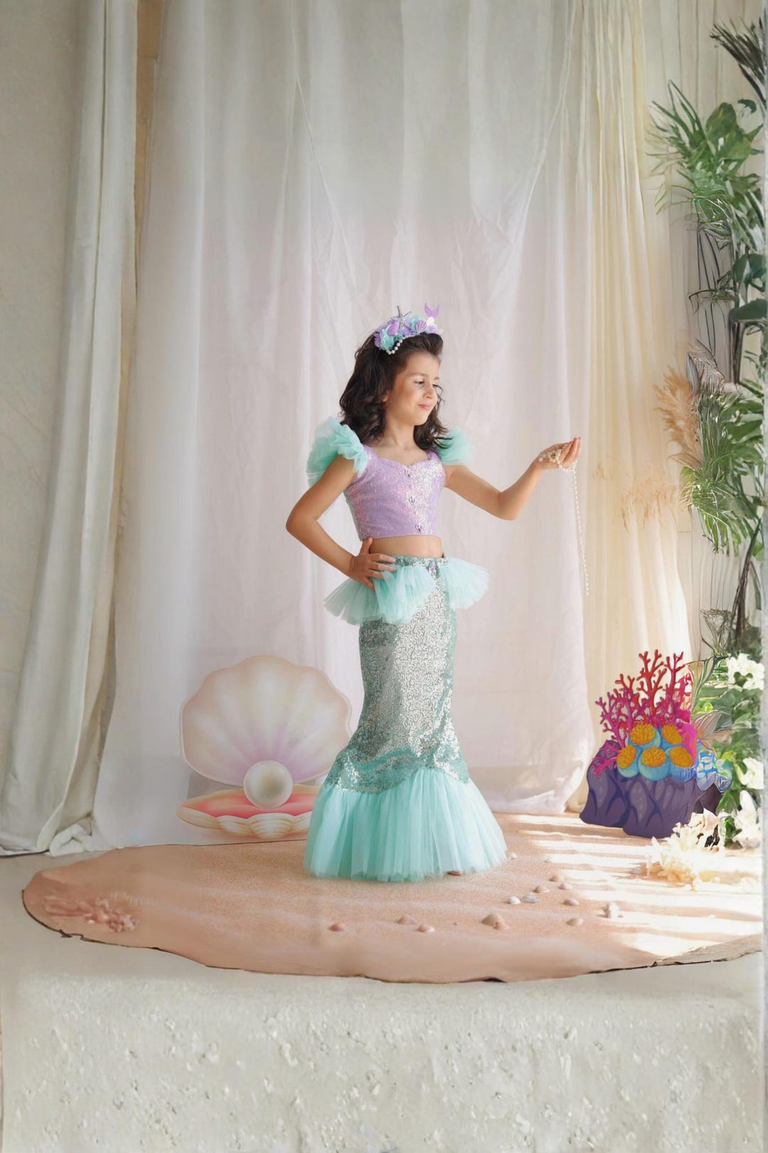 birthday party mermaid birthday dress Mermaid Girl Dress, Toddler Birthday Outfit, Mermaid Birthday Gown, Under the Sea Theme Party, Girl Tutu Dress Photoshoot Cake Smash Dress