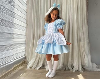 Blue Princess Dress, Anime Inspired Tulle Birthday Outfit, Cosplay Party Toddler