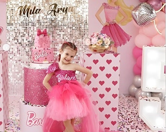 Pink Tail Mini Dress with Personalized Sequins, A Fabulous Birthday Party Outfit, Birthday Gifts