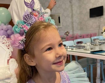 Handmade Mermaid Tiara: Pastel Floral Crown for Costume Parties