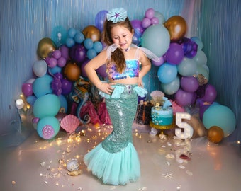 Girls Mermaid Costume - Mermaid Themed Birthday and Party Dress - Bright and Stylish Design