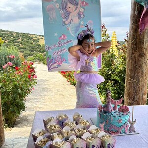 purple mermaid dress, sequin top dress, girls birthday, party dress girls, special occasion, starfish dress, tulle skirt girls, cute mermaid outfit, gift for girls, magical dress, girls fashion, summer dress, birthday gift